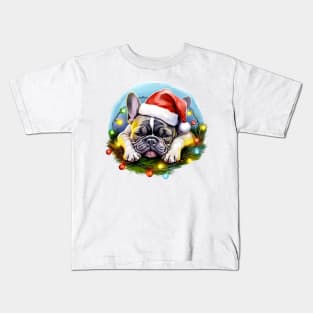 Lazy French Bulldog at Christmas Kids T-Shirt